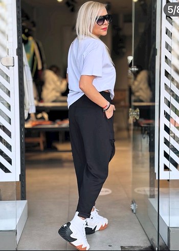 Siyah Baskılı Kadın Mini Boyfriend Pantolon - Görsel 5