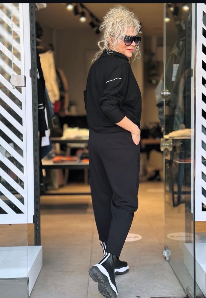 Kadın Siyah Kemerli  Eşofman oversays siyah - Görsel 4