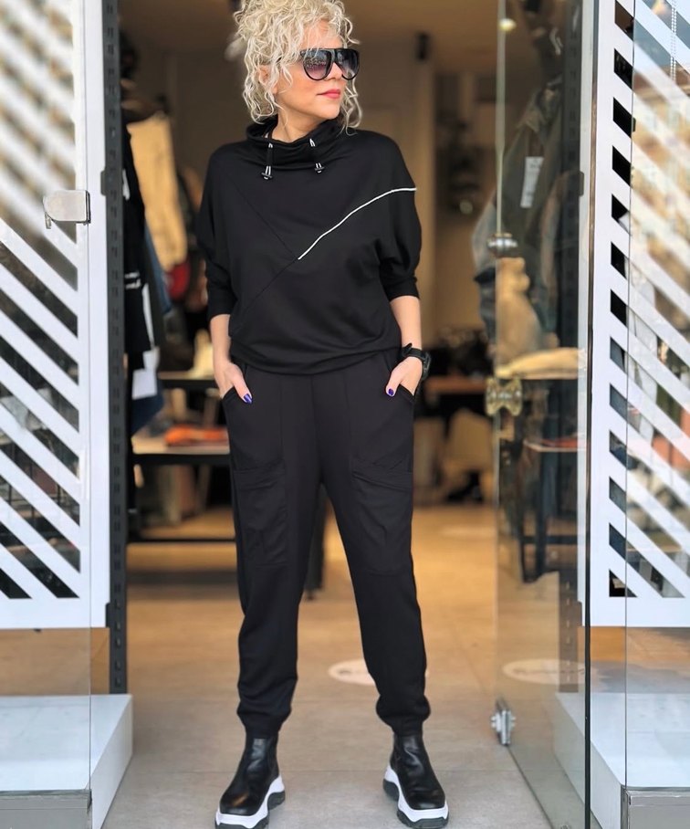 Kadın Siyah Kemerli  Eşofman oversays siyah - Görsel 2