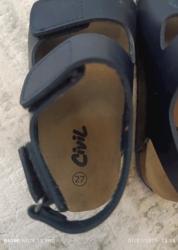 27 Beden mavi Renk Koyu Mavi Erkek Çocuk Tokalı Sandalet
