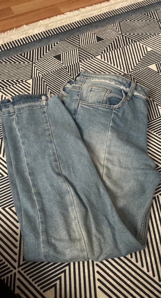 Gri Mavi Salaş Midi Kot Pantolon - Görsel 2