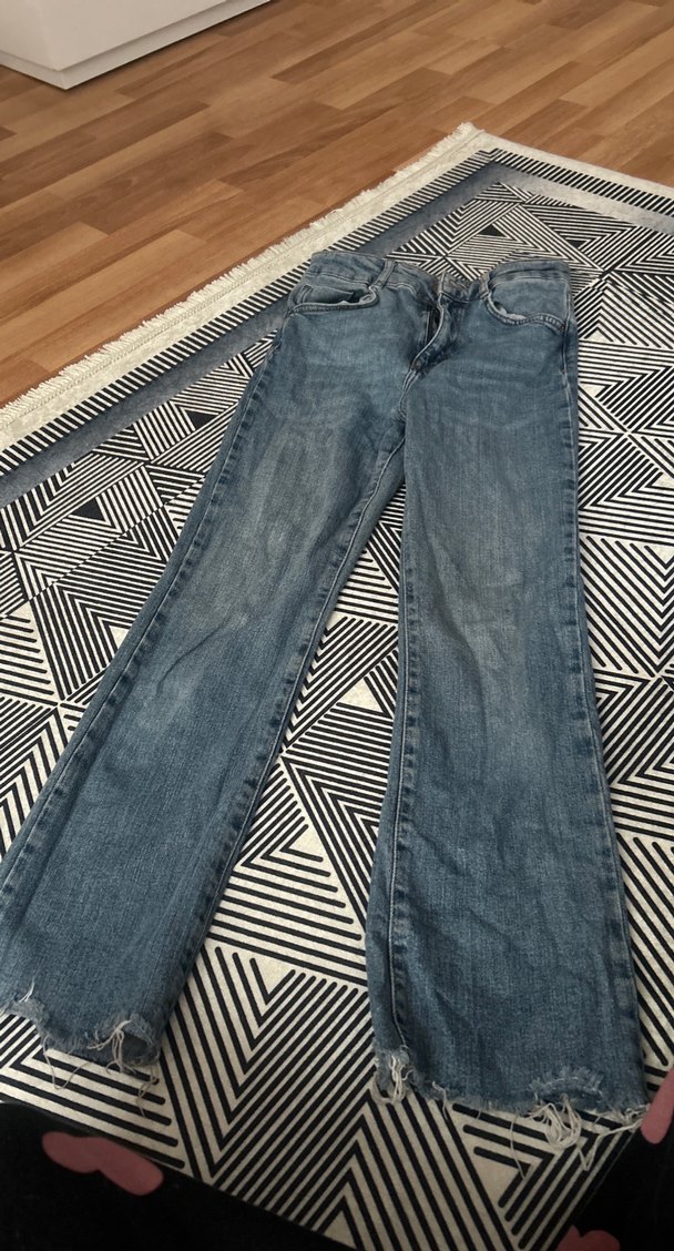 Kadın Gri Mavi Normal Boy Denim Pantolon - Görsel 2
