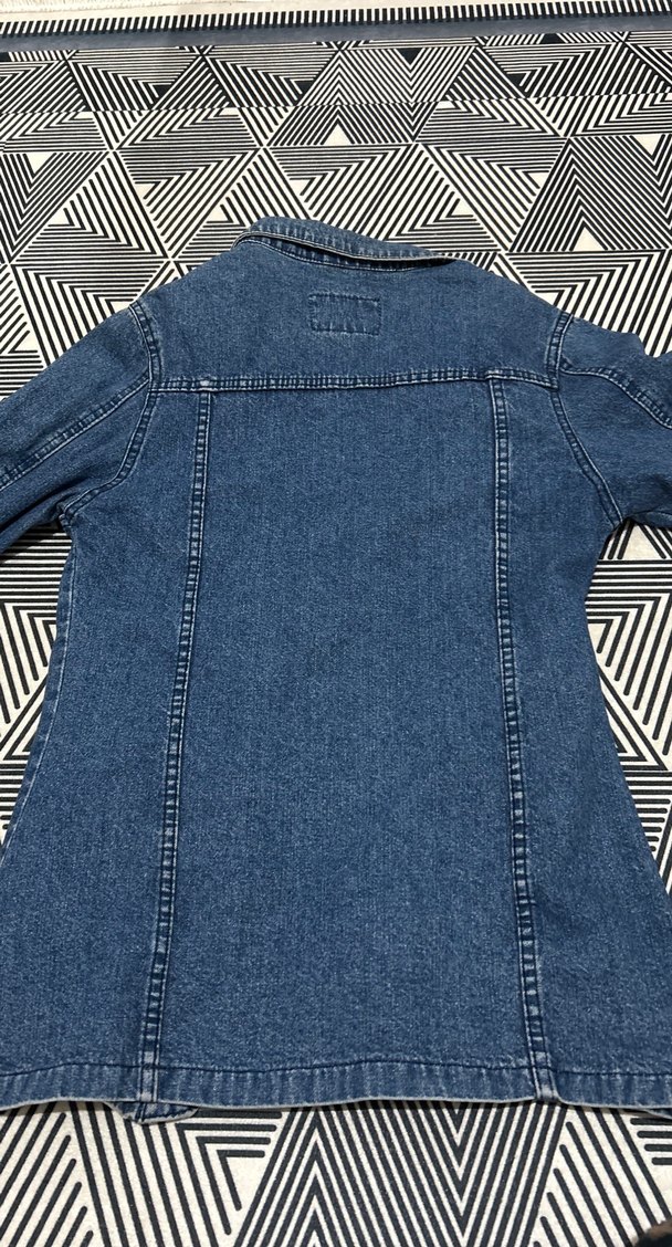 Düğmeli Kadın Kot Ceket Midi Boy Mavi - Görsel 2