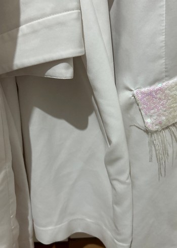 Beyaz İşlemeli Kadın Blazer Ceket takım - Görsel 3