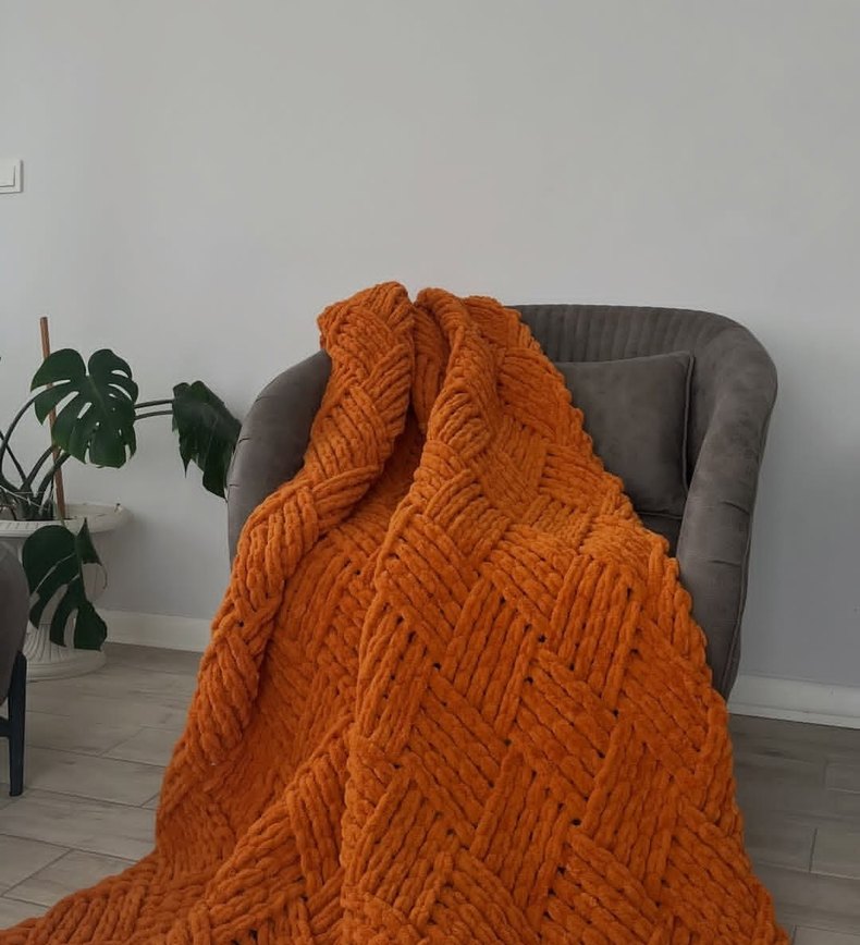 Örgü Çocuk Battaniyesi - Turuncu - Görsel 2