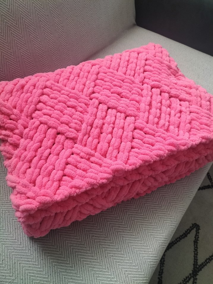 Pembe Örgü tek kişilik battaniye - Görsel 4