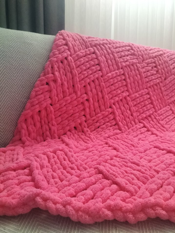 Pembe Örgü tek kişilik battaniye - Görsel 5