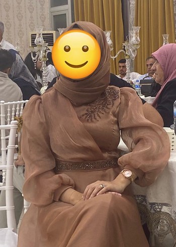 Kahverengi Uzun Kollu Abiye Elbise - Görsel 2