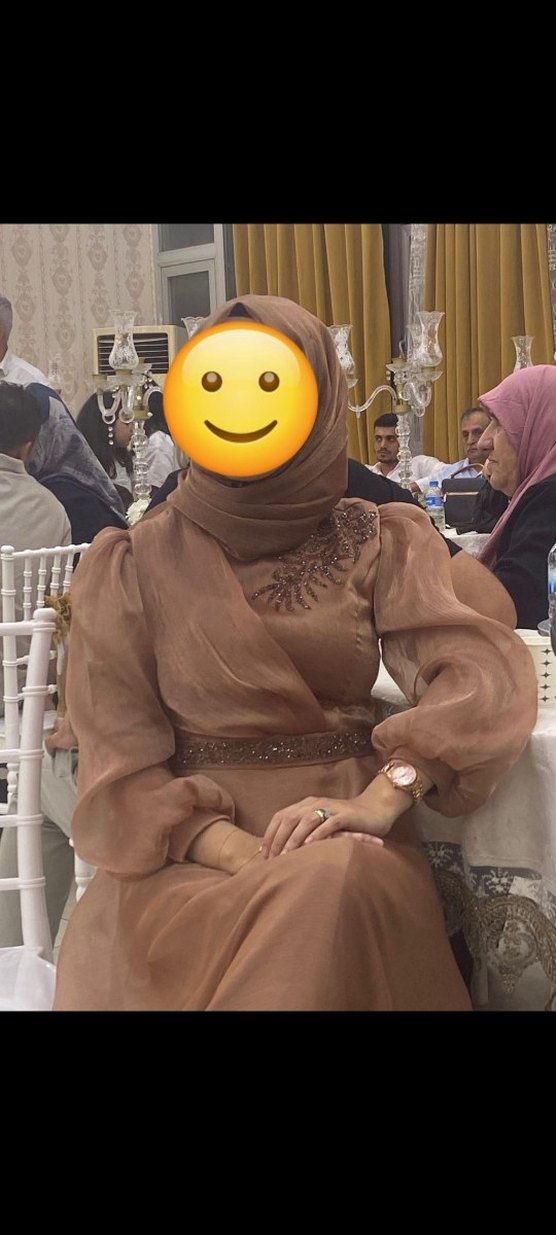 Kahverengi Uzun Kollu Abiye Elbise - Görsel 2