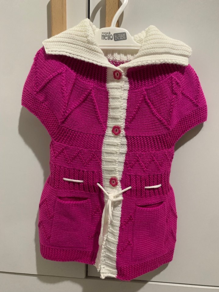 Pembe Bohem Örgü Kız Yelek 3 adet birinde sökülme mevcut - Görsel 4