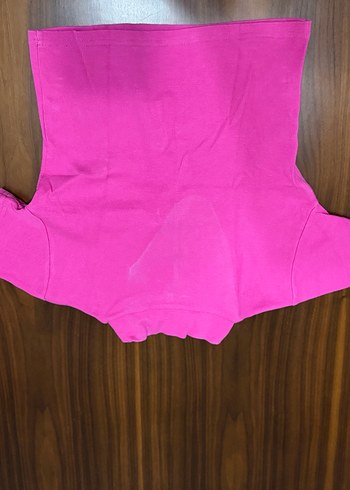 Pembe Kısa Kollu Fermuarlı Crop - Görsel 3