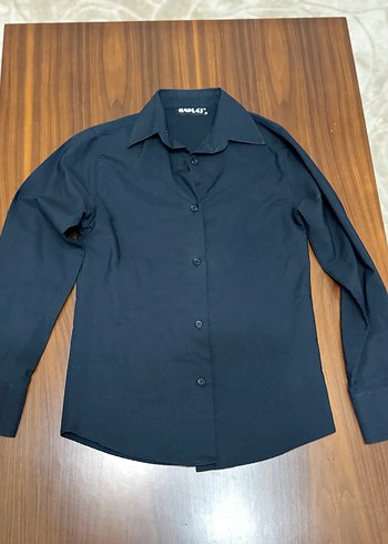 Düğmeli Siyah Uzun Kollu Kadın Gömlek - Görsel 3