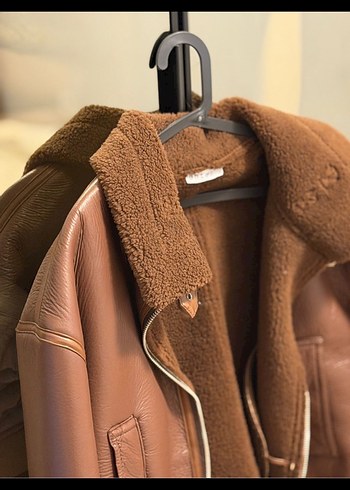 Kahverengi Kürklü Deri Kadın Ceket - Görsel 2