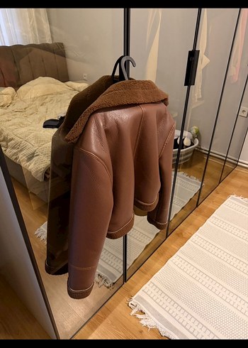 Kahverengi Kürklü Deri Kadın Ceket - Görsel 4