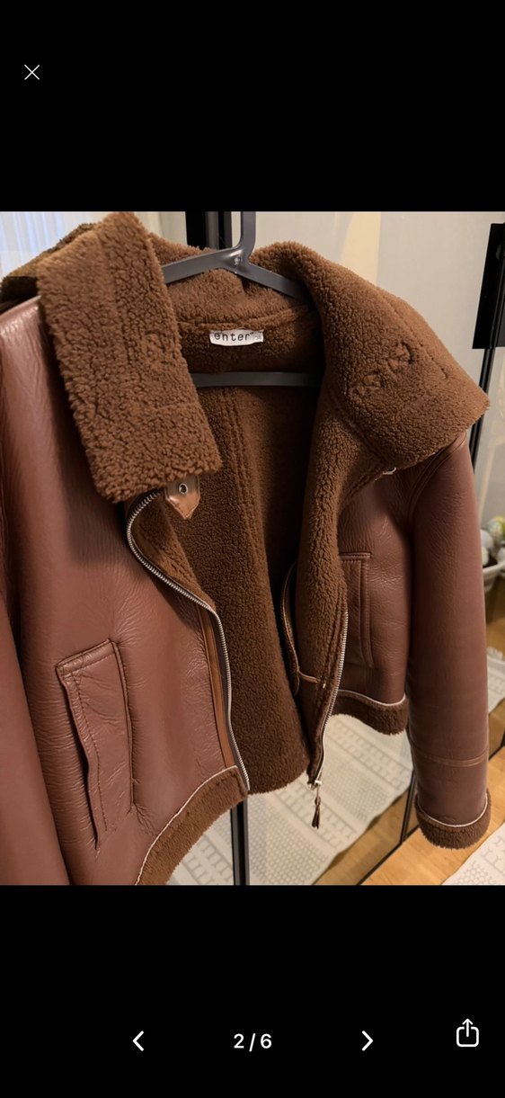 Kahverengi Kürklü Deri Kadın Ceket - Görsel 5
