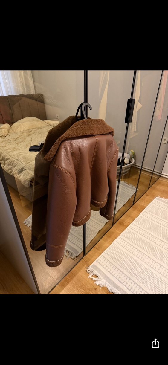 Kahverengi Kürklü Deri Kadın Ceket - Görsel 4