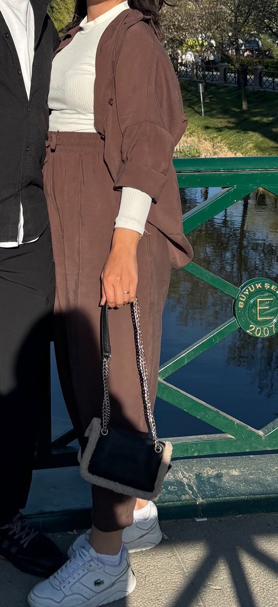 Kahverengi Süet Kadın Takım - Görsel 2