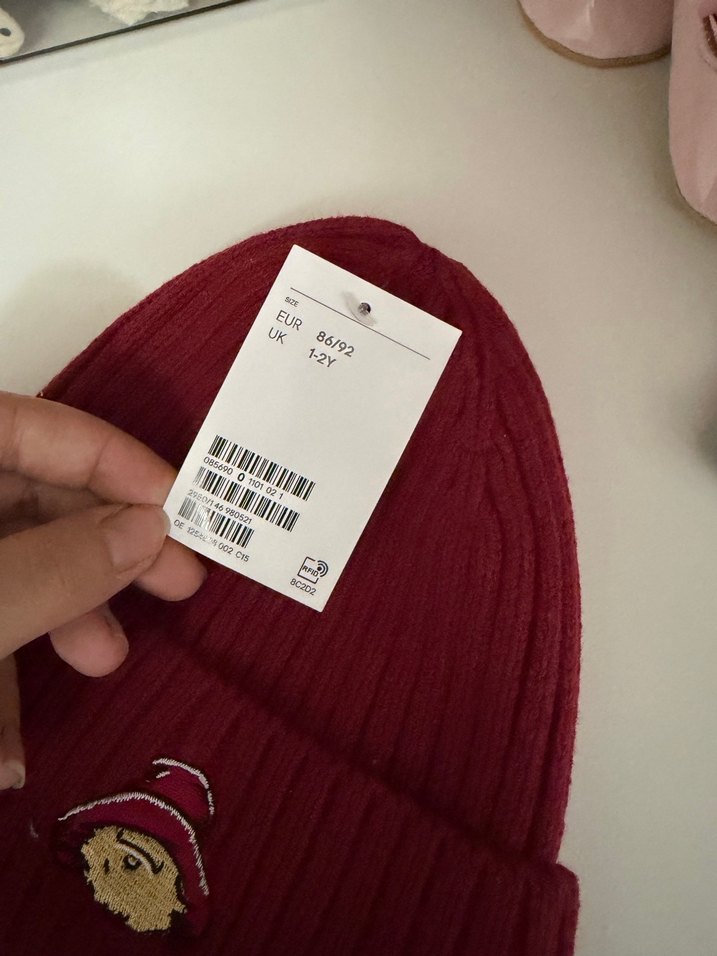 Bordo  erkek bebek bere - Görsel 2