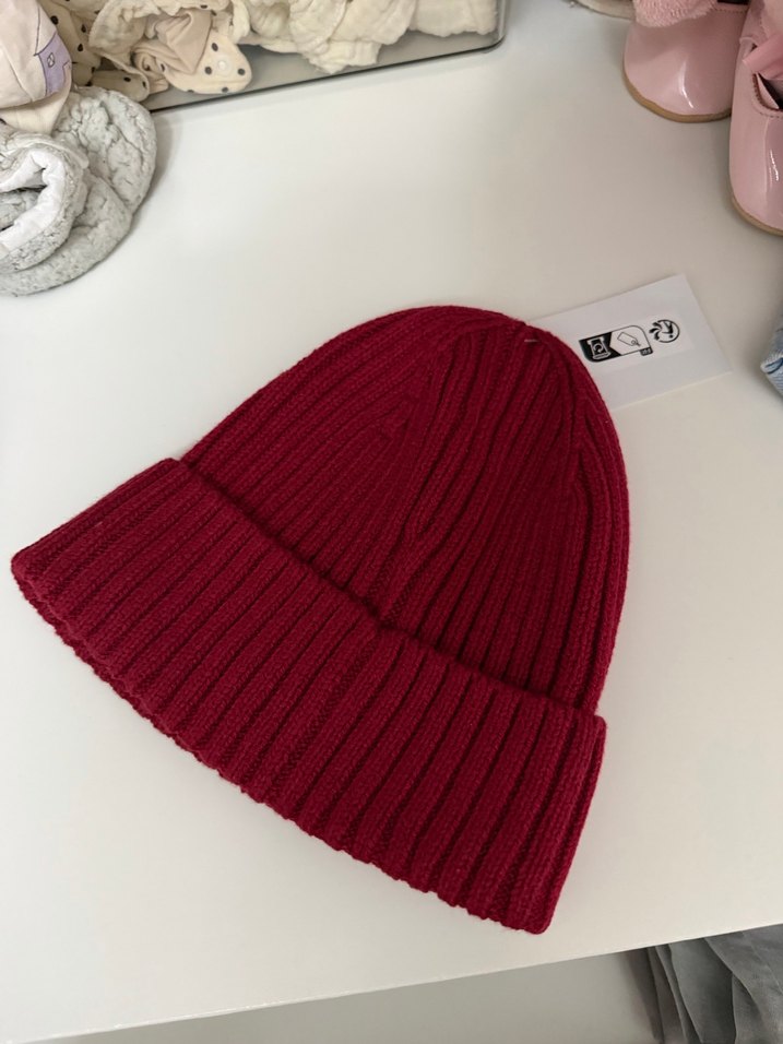 Bordo  erkek bebek bere - Görsel 3