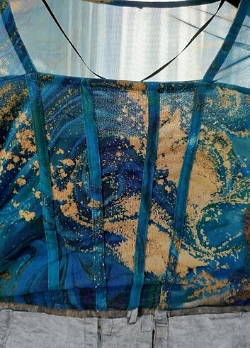 Zara Mavi tül bluz