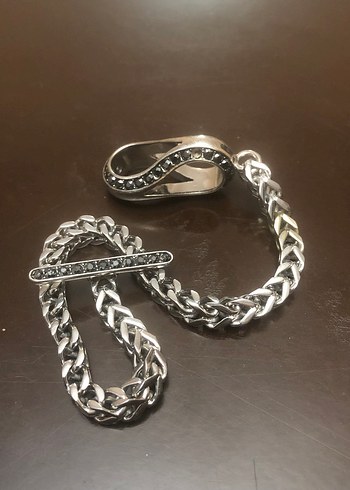 Swarovski Gri Zincirli Yılan Desenli Bileklik - Görsel 3