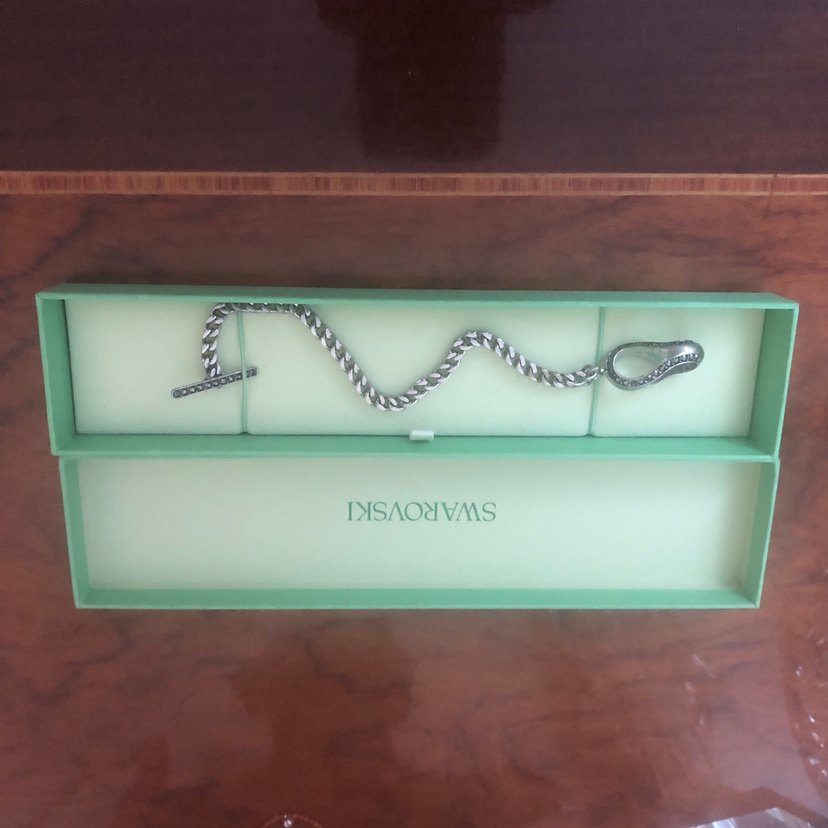 Swarovski Gri Zincirli Yılan Desenli Bileklik - Görsel 4