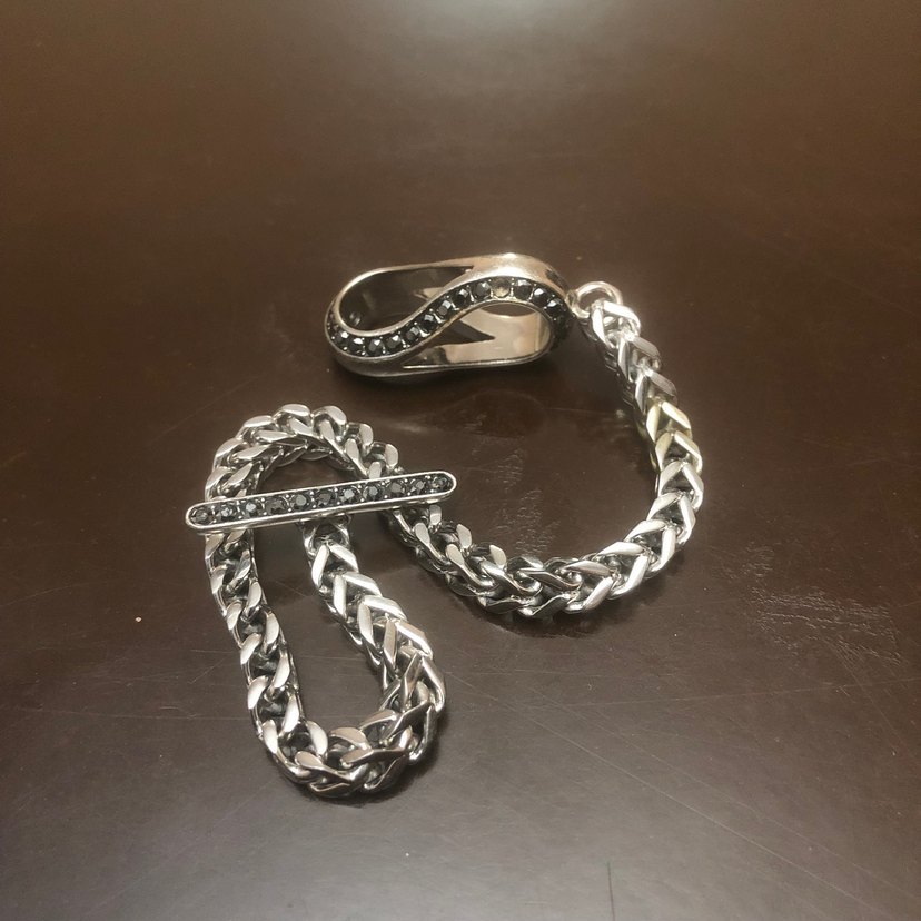 Swarovski Gri Zincirli Yılan Desenli Bileklik - Görsel 3