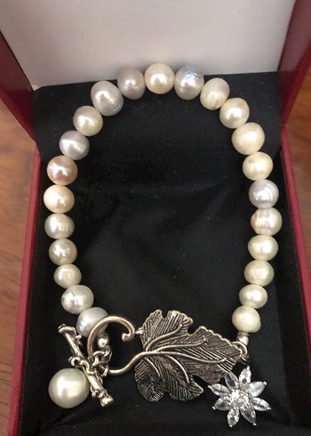 İnci ve Yaprak Detaylı Vintage Bileklik - Görsel 3