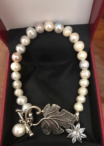 İnci ve Yaprak Detaylı Vintage Bileklik - Görsel 2