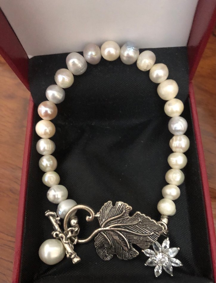 İnci ve Yaprak Detaylı Vintage Bileklik - Görsel 3