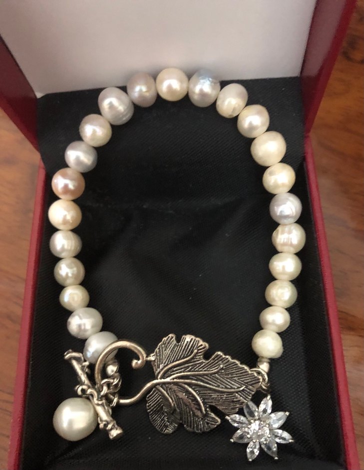 İnci ve Yaprak Detaylı Vintage Bileklik - Görsel 2