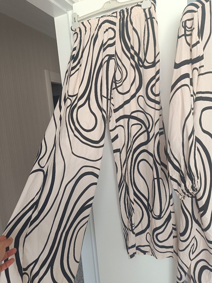 Zebra Desenli Uzun Keten Kimono - Görsel 2