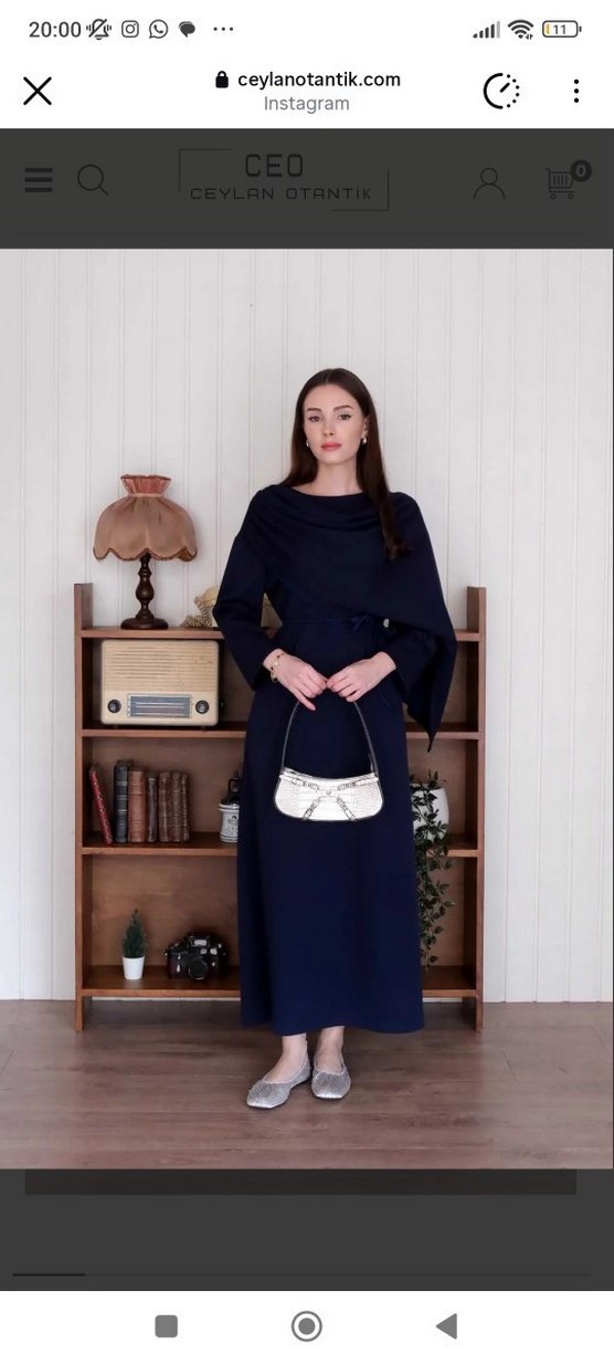 Lacivert Kadın Uzun Kollu Uzun Elbise ceylan otantik marka - Görsel 2