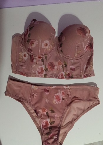 Pembe Çiçekli Vintage Mini Büstiyer Sütyen - Görsel 2