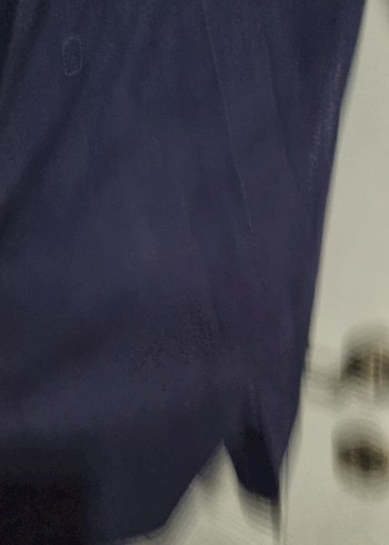 Lacivert Düğmeli Uzun Keten Kadın Ceket - Görsel 2