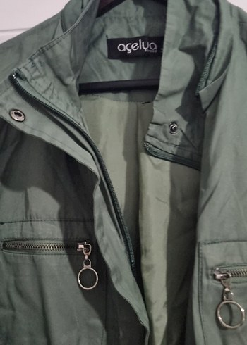 Düğmeli Bol Kesim Kadın haki renk trenç - Görsel 5