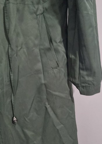 Düğmeli Bol Kesim Kadın haki renk trenç - Görsel 3