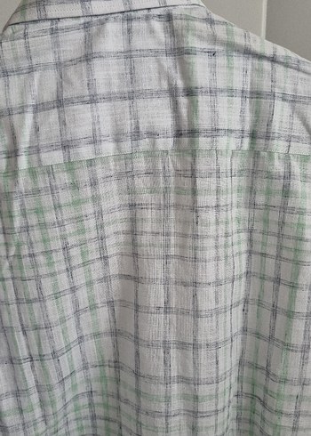 Gri Kısa Kollu Keten Erkek Gömlek - Görsel 5