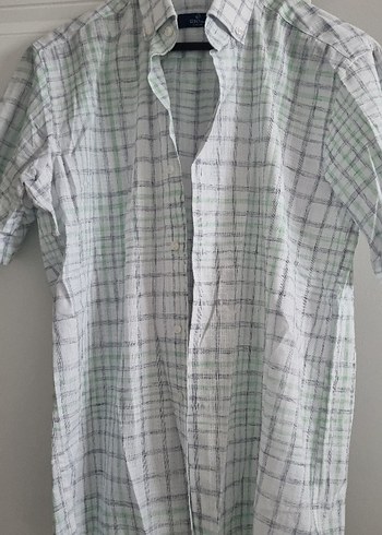 Gri Kısa Kollu Keten Erkek Gömlek - Görsel 2