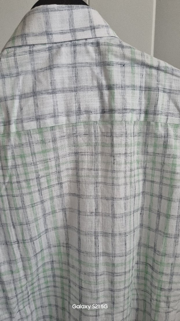 Gri Kısa Kollu Keten Erkek Gömlek - Görsel 5