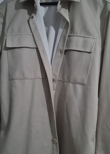 LCW Vision Gri Düğmeli Midi Keten Ceket - Görsel 4