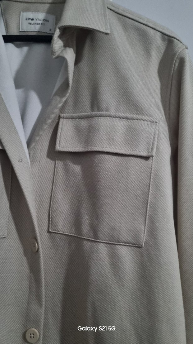LCW Vision Gri Düğmeli Midi Keten Ceket - Görsel 5
