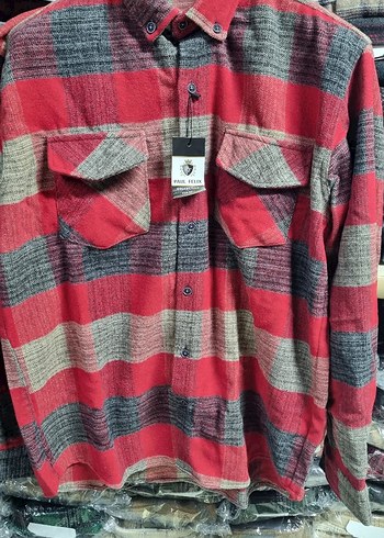 Uzun Kollu Kırmızı Gri Düğmeli Erkek Sweatshirt - Görsel 5