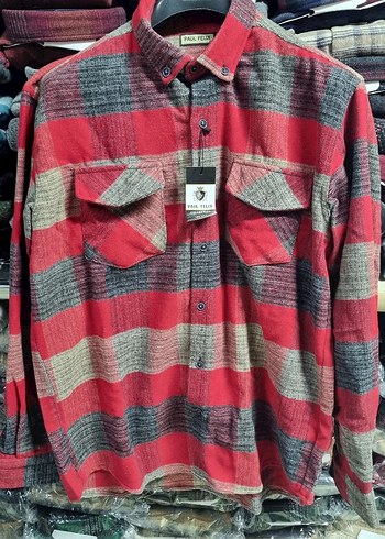 Uzun Kollu Kırmızı Gri Düğmeli Erkek Sweatshirt - Görsel 4