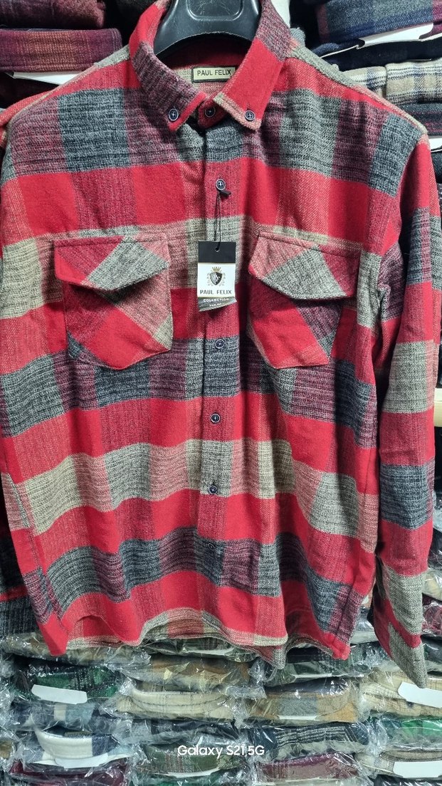 Uzun Kollu Kırmızı Gri Düğmeli Erkek Sweatshirt - Görsel 5