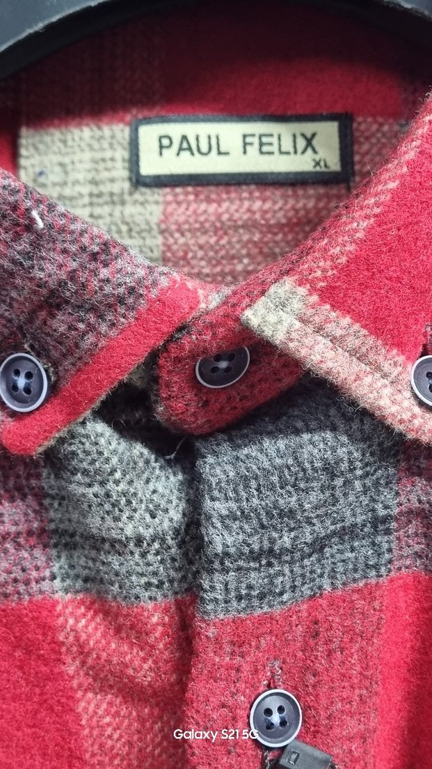 Uzun Kollu Kırmızı Gri Düğmeli Erkek Sweatshirt - Görsel 2