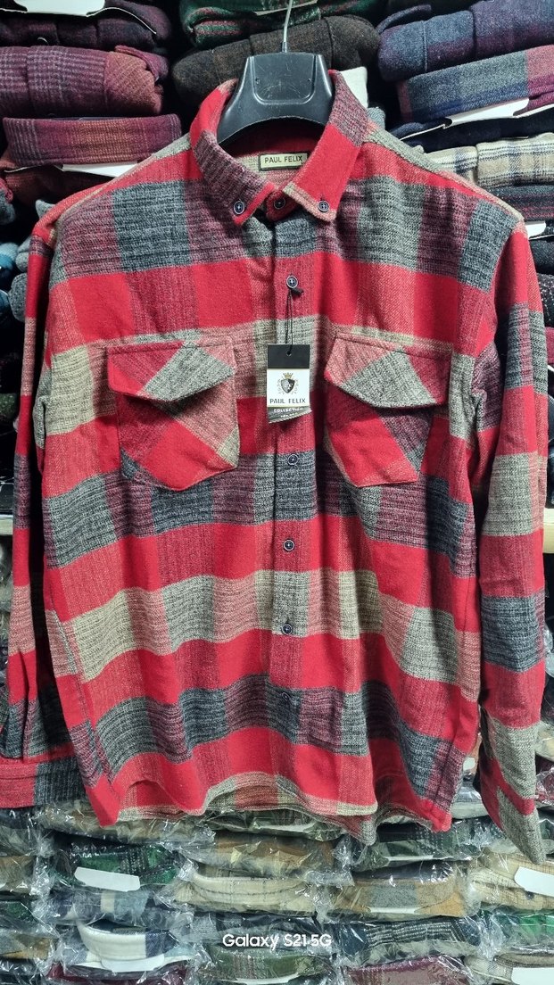 Uzun Kollu Kırmızı Gri Düğmeli Erkek Sweatshirt - Görsel 4