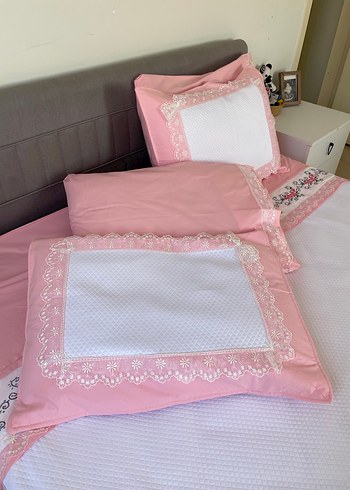 Nakışlı Pembe Yatak Örtüsü - Görsel 5