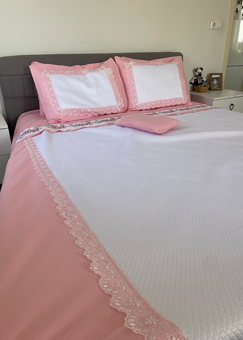 Nakışlı Pembe Yatak Örtüsü - Görsel 7
