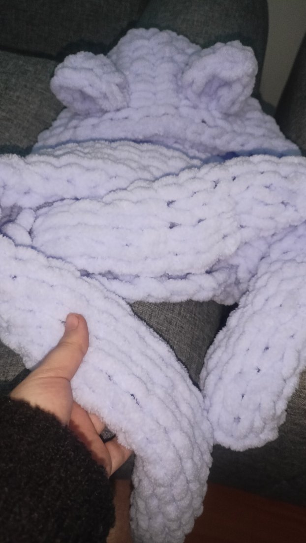 Mor Peluş Çocuk Balaklava Kulaklı - Görsel 2